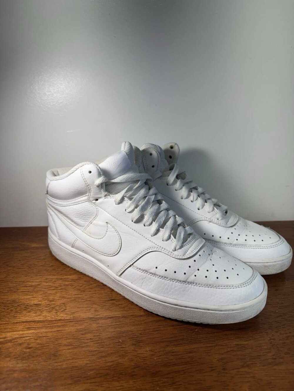 Nike Court Vision Mid Women’s Size 11 Triple White Leather High Top CD5436-100